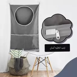 کیسه رخت چرک پشت دری مدل جدید زیپدار و جیب دار(رنگ مشکی)