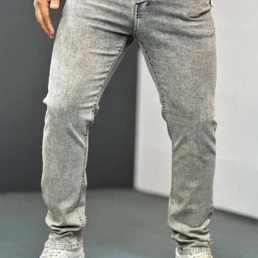 شلوار مردانه مدل جین راسته رنگ طوسی پارچه لی ترک دوخت شرکتی تضمینی 