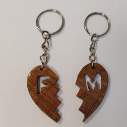 ست جاکلیدی قلب دو تیکه ساخته شده از چوب بسیار مقاوم گردو اندازه تقریبی حدود 4تا 5سانت سفارش ساخت با حروف های سفارشی شما 