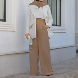ست کت شلوار زنانه سایز 34 تا 60 قد قابل تغییر رنگبندی 24 رنگ پارچه سوپر مازراتی