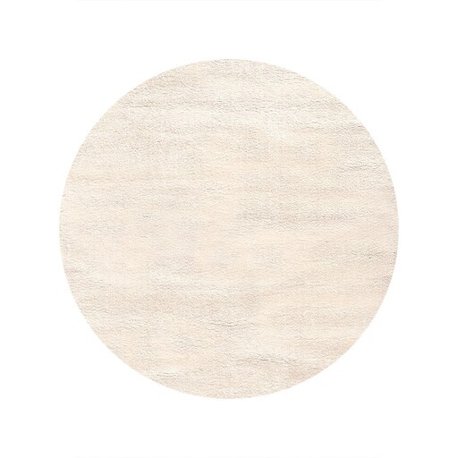 فرش شگی میکرو (پرز کوتاه) رنگ کرم (دایره قطر یک)