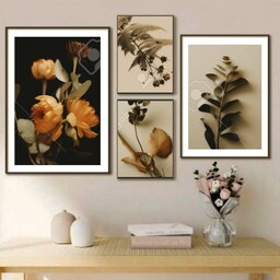تابلو دکوراتیو طرح عکس گل مدرن چهار تکه 