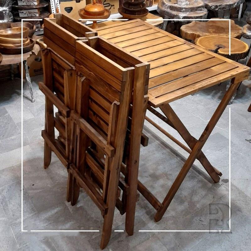 میز و صندلی تاشو چوبی چهار نفره ارسال با چاپار و باربری (پس کرایه)