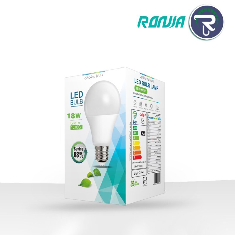 لامپ حبابی 18 وات برند رونیا SMD سرپیچ E27 فوق کم مصرف