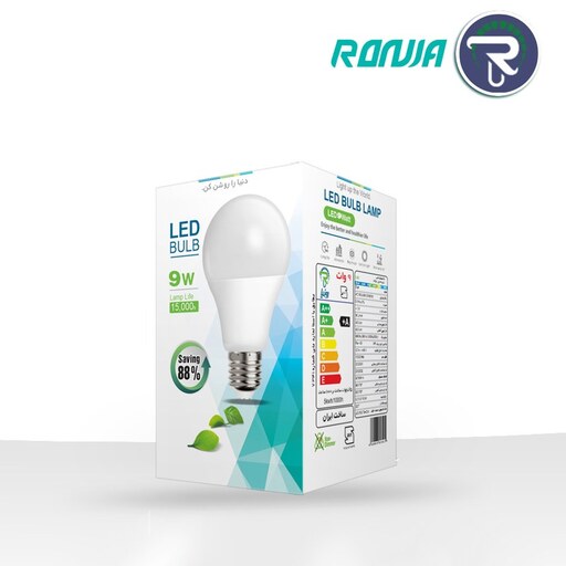 لامپ حبابی 9 وات برند رونیا SMD سرپیچ E27 فوق کم مصرف