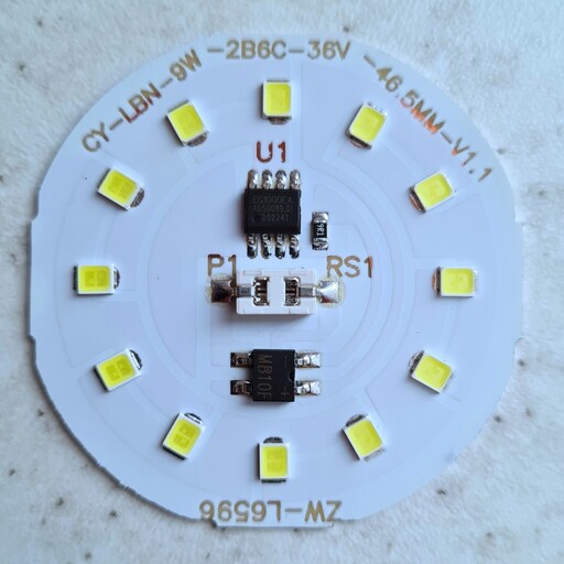 چیپ ال ای دی 9 وات ماژول دی او بی لامپی 220 ولت مستقیم رنگ سفید مهتابی مناسب جهت تعمیر لامپ   chip  dob 9w  220v  