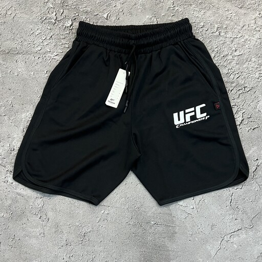 شلوارک ورزشی UFC هلالی جنس غواصی سری اصلی رنگ مشکی لباس ولوازم ورزشی و بدنسازی کاراکو اسپرت 