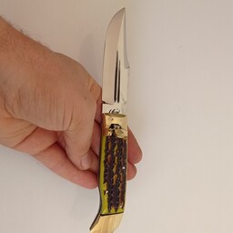 چاقوی جیبی فشاری نوری دسته فیبر طرح استخوانی کاملا دست ساز زنجان با کیفیت عالی سایز بزرگ 