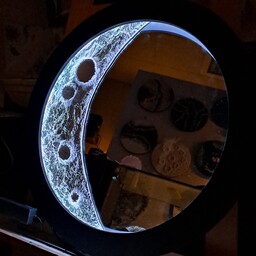 آینه ماه نورانی 50 سانتی همراه با قاب محدب و با نورمخفی