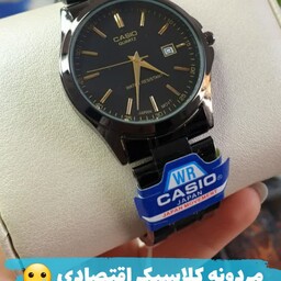 ساعت مچی مردانه کاسیو بند  استیل قفل تاشو مشکی رنگ casio 