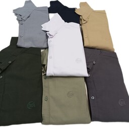 پیراهن مردانه سایز بزرگ آستین بلند ساده جنس کتان برند BR در سه سایز 4x5x6x وهشت رنگ
