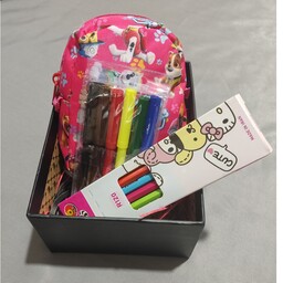 پک کادویی دخترونه دانش آموزی شامل کیف و لوازم تحریر (جعبه کادو ماژیک مدادرنگی  کیف دوشی ) مناسب برای جایزه دادن و کادو ت