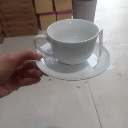 سرویس فنجان نعلبکی سفید 12 پارچه چینی تقدیس با کیفیت عالی  مناسب چای کاپوچینو و...