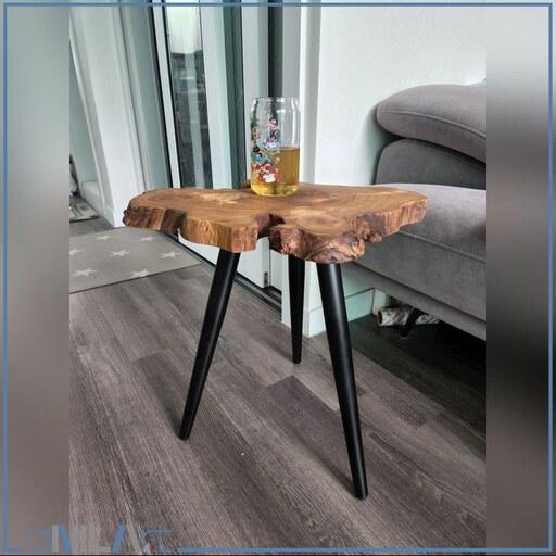 میز عسلی طرح روستیک با تنه درخت و پایه های چوبی مدل 103051