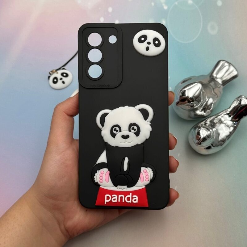 قاب گوشی Galaxy S21 FE سامسونگ سیلیکونی عروسکی برجسته بند آویز دار طرح پاندا Panda محافظ لنز دار کد 88578