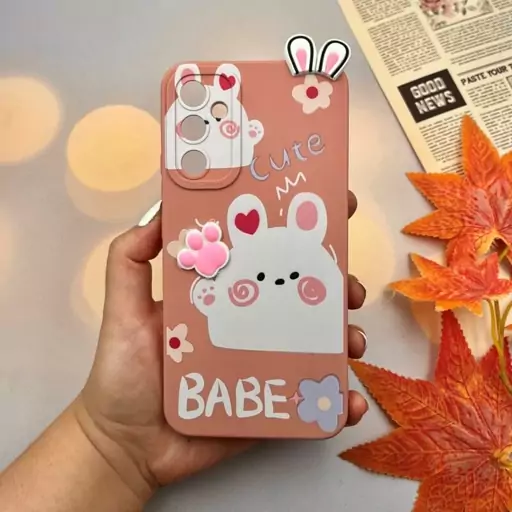 قاب گوشی Galaxy A34 5G سامسونگ سیلیکونی فانتزی عروسکی برجسته دیزنی طرح خرگوش Cute Babe محافظ لنز دار کد 54623