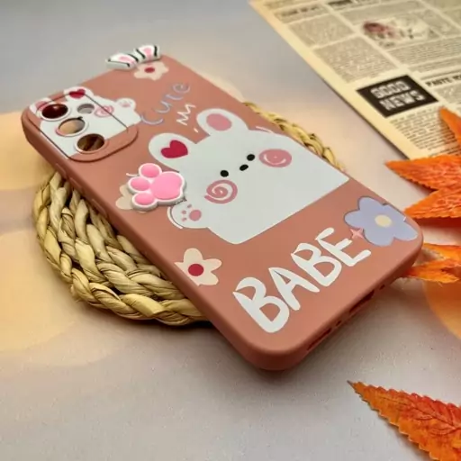 قاب گوشی Galaxy A34 5G سامسونگ سیلیکونی فانتزی عروسکی برجسته دیزنی طرح خرگوش Cute Babe محافظ لنز دار کد 54623