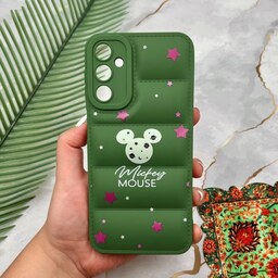 قاب گوشی Galaxy A24 4G سامسونگ پافری محافظ لنز دار طرح Mickey Mouse میکی موس سبز کد 18726