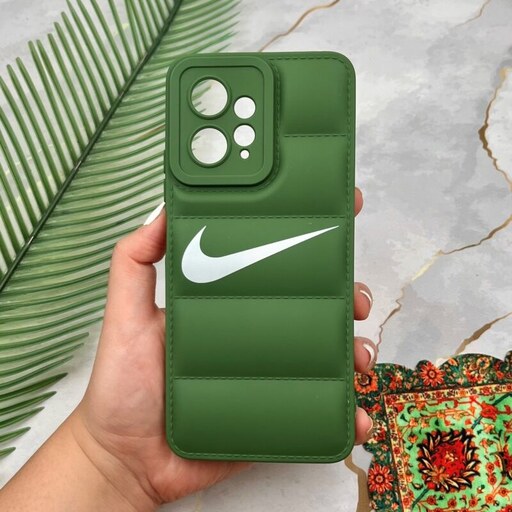 قاب گوشی Redmi Note 12 4G شیائومی پافری محافظ لنز دار طرح NIKE نایک سبز کد 18085