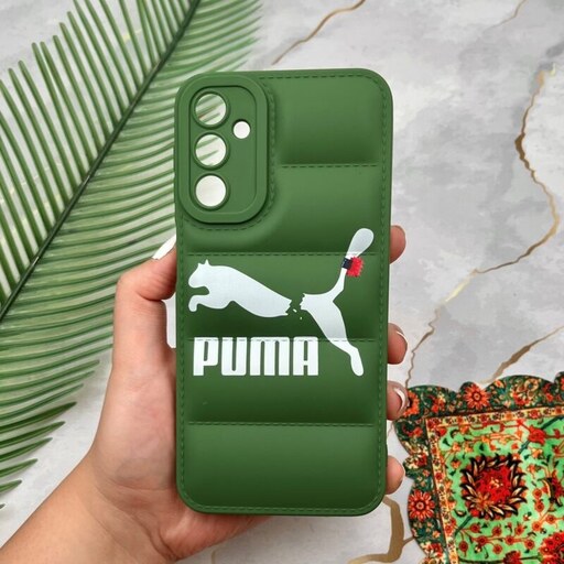 قاب گوشی Galaxy A24 4G سامسونگ پافری محافظ لنز دار طرح PUMA پوما سبز کد 84357