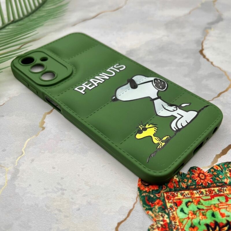 قاب گوشی Galaxy A24 4G سامسونگ پافری محافظ لنز دار طرح کارتونی Peanuts سبز کد 23984