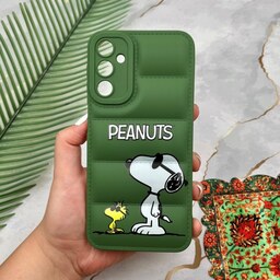 قاب گوشی Galaxy A24 4G سامسونگ پافری محافظ لنز دار طرح کارتونی Peanuts سبز کد 23984