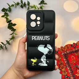 قاب گوشی Redmi Note 12 4G شیائومی پافری محافظ لنز دار طرح کارتونی Peanuts مشکی کد 89687