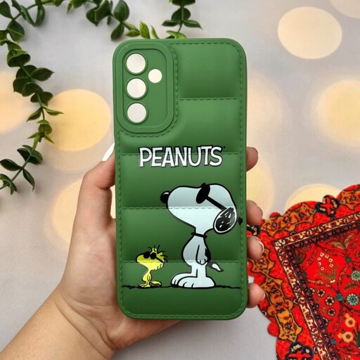 قاب گوشی Galaxy A14 4G - Galaxy A14 5G سامسونگ پافری محافظ لنز دار طرح کارتونی Peanuts سبز کد 72521