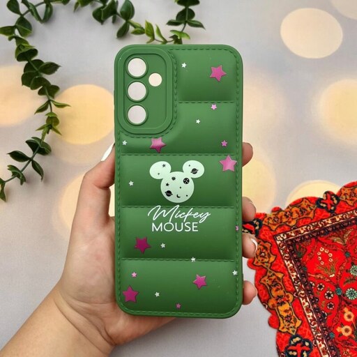 قاب گوشی Galaxy A14 4G - Galaxy A14 5G سامسونگ پافری محافظ لنز دار طرح Mickey Mouse میکی موس سبز کد 91714