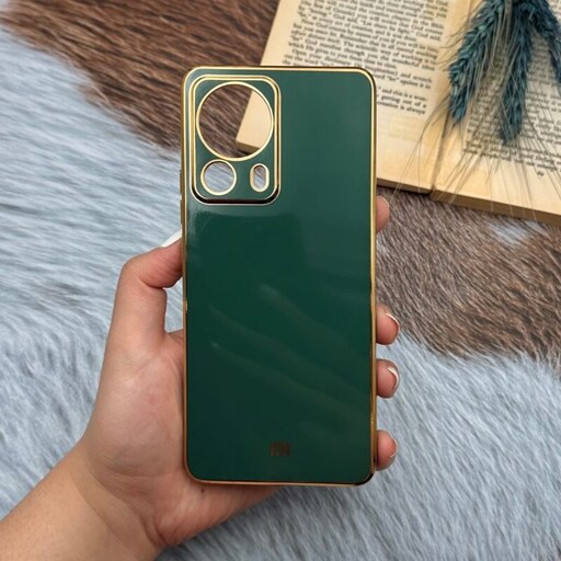 قاب گوشی Xiaomi 13 Lite شیائومی ژله ای مای کیس طرح Gold Line دور طلایی محافظ لنز دار سبز کد 20252