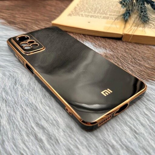 قاب گوشی Redmi Note 12 Pro 4G شیائومی ژله ای مای کیس طرح Gold Line دور طلایی محافظ لنز دار مشکی کد 24278