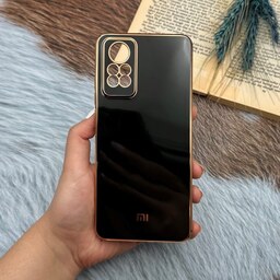 قاب گوشی Redmi Note 12 Pro 4G شیائومی ژله ای مای کیس طرح Gold Line دور طلایی محافظ لنز دار مشکی کد 24278