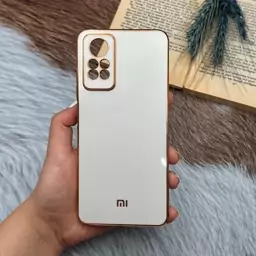 قاب گوشی Redmi Note 12 Pro 4G شیائومی ژله ای مای کیس طرح Gold Line دور طلایی محافظ لنز دار سفید کد 84452