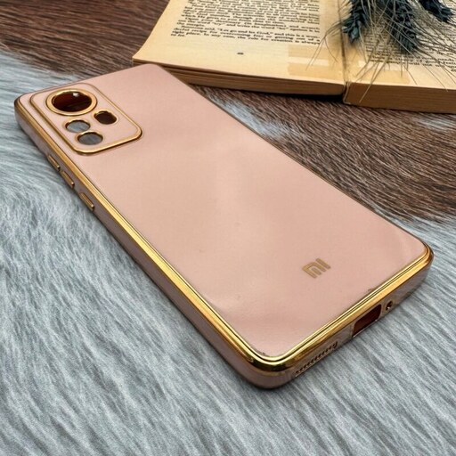 قاب گوشی Xiaomi 12 Pro شیائومی ژله ای مای کیس طرح Gold Line دور طلایی محافظ لنز دار گلبهی کد 59620