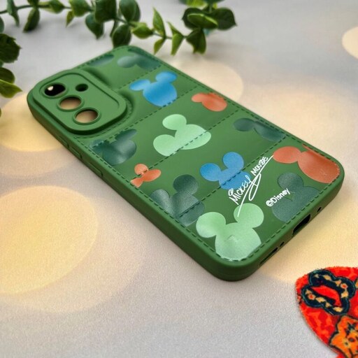 قاب گوشی Galaxy A54 5G سامسونگ پافری محافظ لنز دار طرح Mickey Mouse میکی موس سبز کد 79249