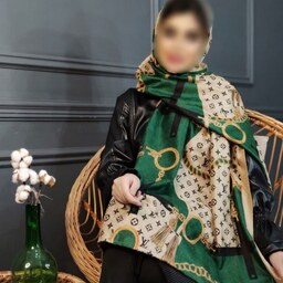 شال سبز پاییزه،جنس موهر مخمل،قواره بزرگ و دور دوخت 