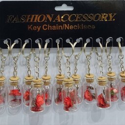 جاسوئیچی یا جاکلیدی شیشه ای فروش عمده دو جین ( 24 عددی  ) طرح گل سرخ اکلیلی