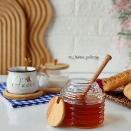 عسلخوری  پیرکس  درب و قاشق چوبی بزرگ عسل خوری ، جاعسلی 