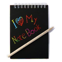 دفترچه جادویی رنگی (دفترچه زغالی) همراه یک قلم چوبی 