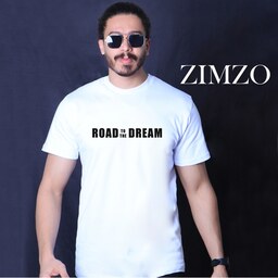 تیشرت سفید مردانه زیمزو مدل ROAD TO DREAM