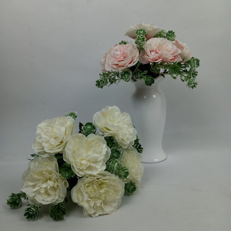 گل مصنوعی رز ژولیت بوته شش گل درشت ترکیبی (عالیجناب)