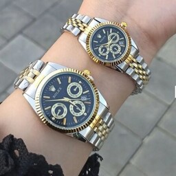 ساعت ست زنانه مردانه رولکس Rolex صفحه مشکی طرح سه موتوره