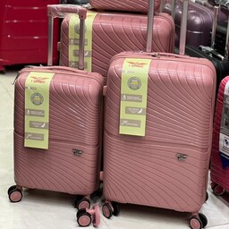 چمدان نشکن  داسی جدید  پروپلین چهارتیکه  همراه کیف ارایشی در رنگبندی جذاب زیپ دوبل و قابلیت افزایش حجم 