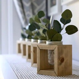 پایه گلدان مکعبی چوبی مدل لویستا