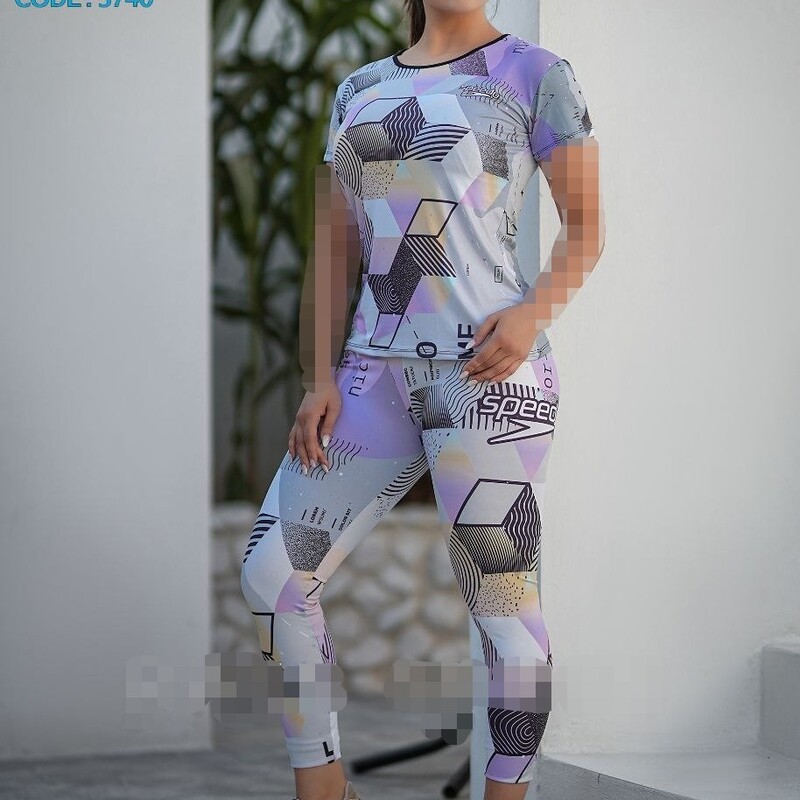 ست ورزشی زنانه نایک تیشرت و لگ طرح دار در 5 رنگ