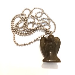 آویز گردنبند مدل فرشته سنگ لابرادوریت همراه با زنجیر رایگان 