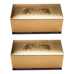 دستمال 100 برگ 3 لایه مدل سافتلن طلایی مجموعه دو عددی
