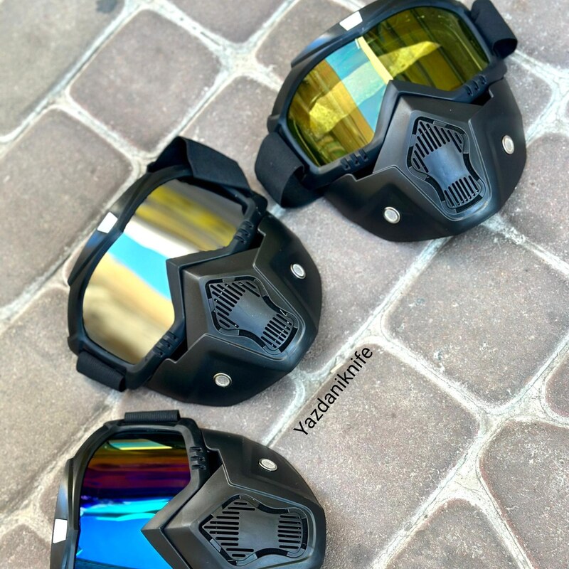 بازرگانی یزدانی - ماسک کلاه موتورسواری UV شیشه رنگی فوق العاده زیبا  دارای منفذ تنفسی