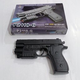تفنگ کلت اسباب بازی مدل P2118G لیزری چراغ دار UV ساچمه ای