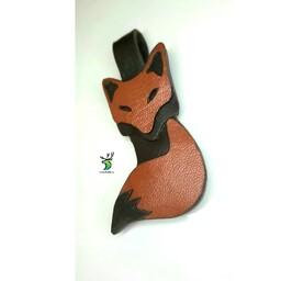 جاکلیدی چرمی  طرح روباه با چرم طبیعی(محصول سفارشی و دستساز )